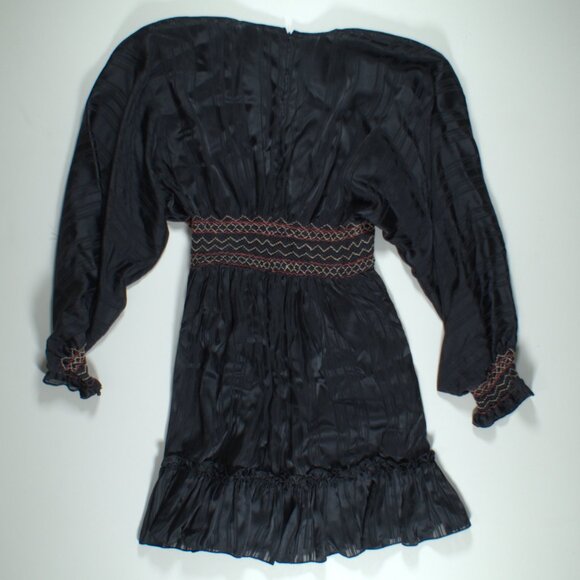 Ulla Johnson Odette Smocked Silk Midnight Dress - Picture 5 of 11